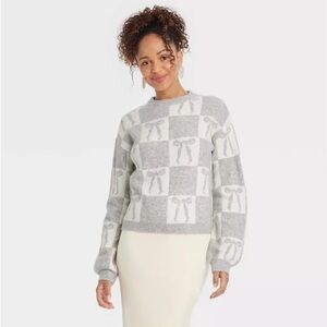 Target Gray and White Women's Bow Sweater